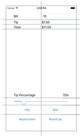 Screenshot showing the completed solution with a dashed line grid overlay showing where controls are located.