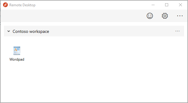 Screenshot of the contoso workspace with the WordPad app available.