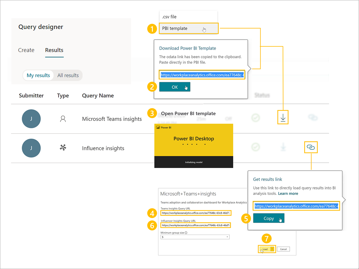 Load the query output into the downloaded template.