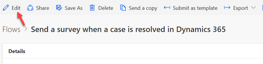 Edit flow - screenshot shows an arrow pointing to the Edit button.
