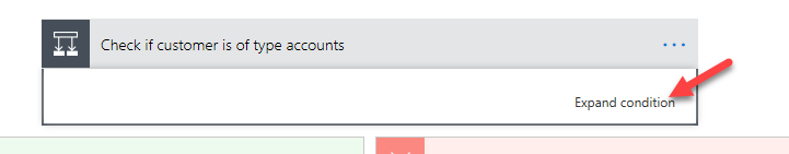 Expand condition - screenshot shows an arrow pointing to Expand condition.
