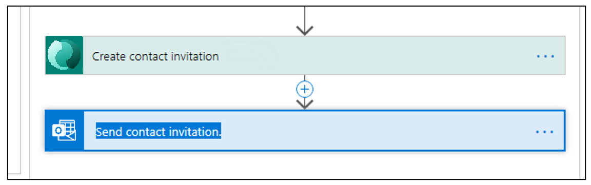 Rename step - screenshot shows the name changed to Send contact invitation.