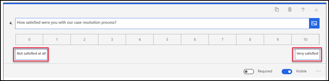 Screenshot of Net Promoter Score ratings with 0 set to Not satisfied at all and 10 set to Very satisfied.