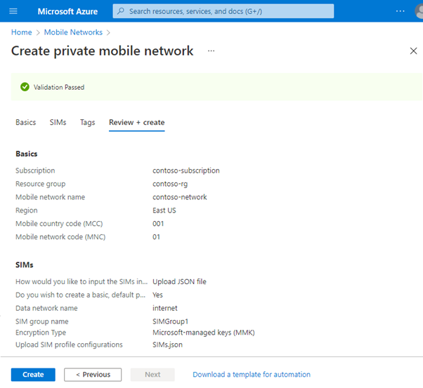 This screen displays the message of mobile network validation.