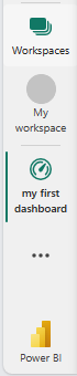 Screenshot of the menu on the left side of the Power BI service showing a dashboard.