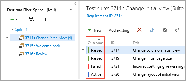 Screenshot of the manual tests outcome field.