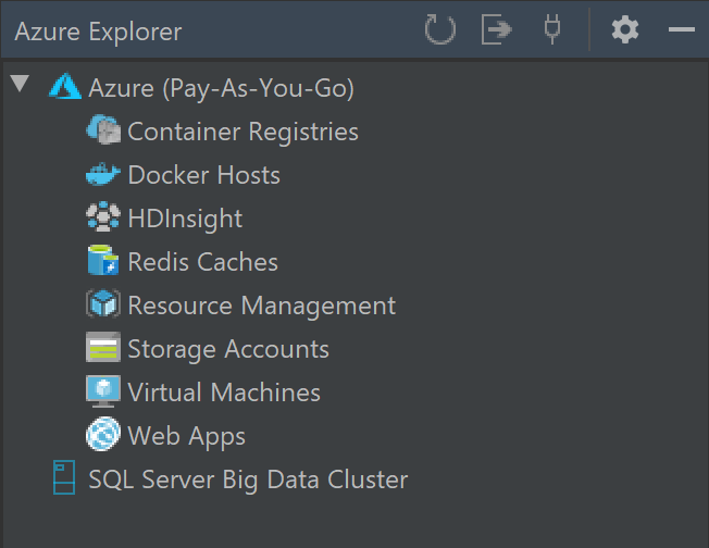 Screenshot of Azure Explorer in IntelliJ IDEA.