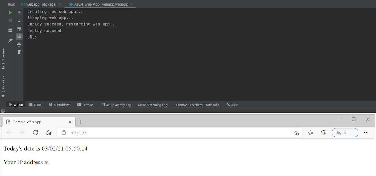 Screenshot of the deployed web app running in Azure App Service.