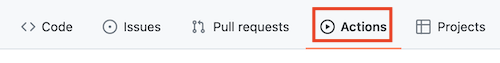 Screenshot of GitHub that shows the Actions tab.