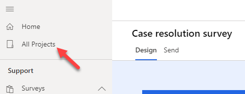 The navigation menu has an arrow pointing to All Projects.