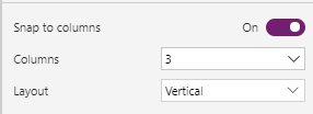 Screenshot of design control for Snap to Columns.