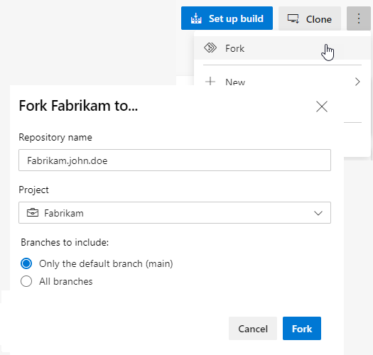 Diagram showing Create the fork.