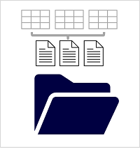 Diagram of a data lake in which files are abstracted by tables.