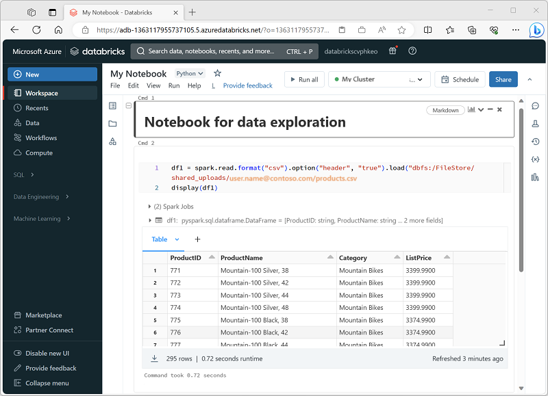 Azure Databricks portal