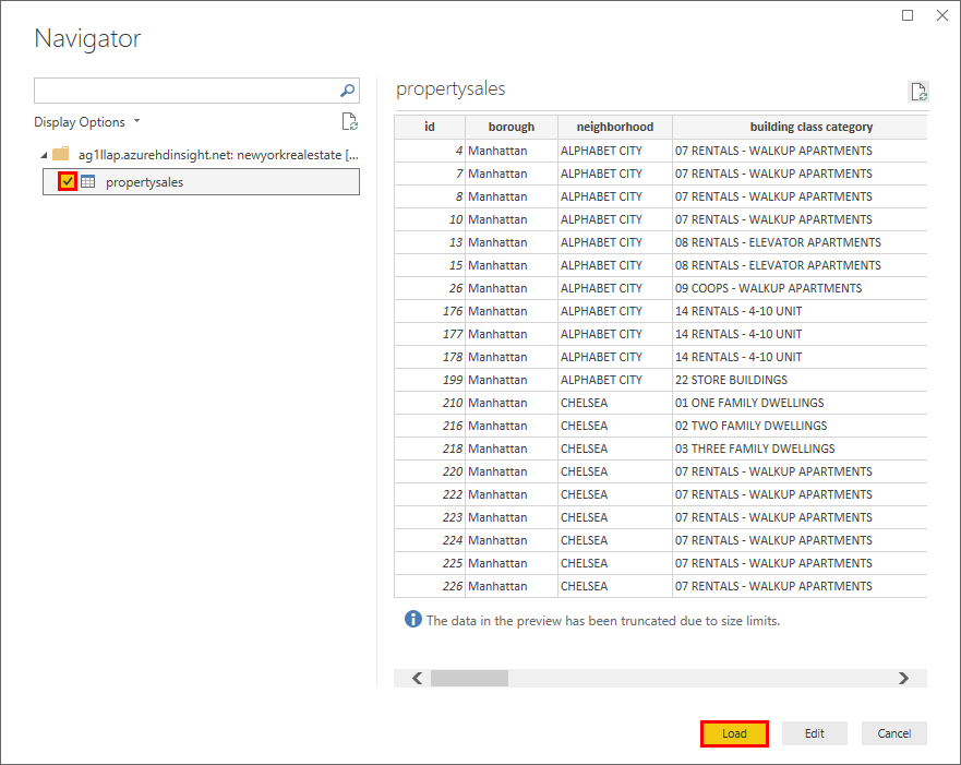 Power BI Navigator screen