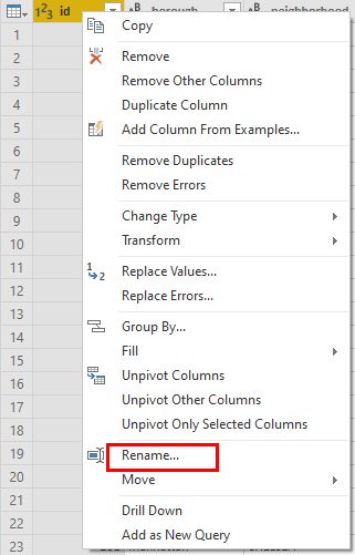 Renaming columns in Power BI