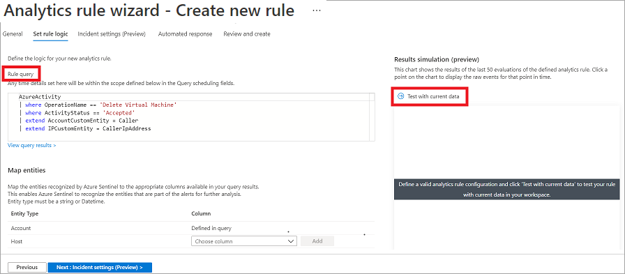 Screenshot of wizard used to create a scheduled analytics rule.