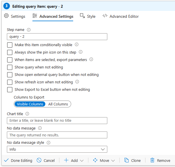 Screenshot of the Advanced settings tab, with the chart title.