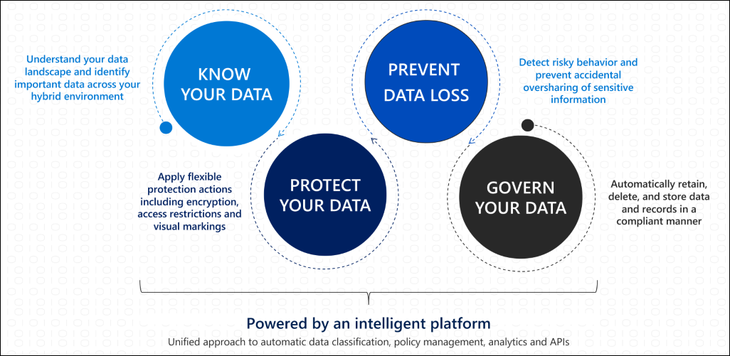 Diagram that shows the four principles of data management.