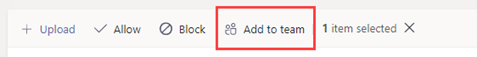  Screenshot of Add to team button.