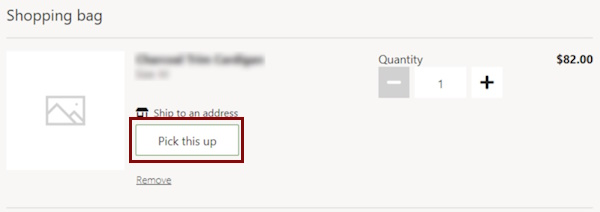 Screenshot that shows the page that contains the Pick this up option.