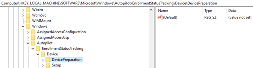 Screenshot shows the location of the device subkey.