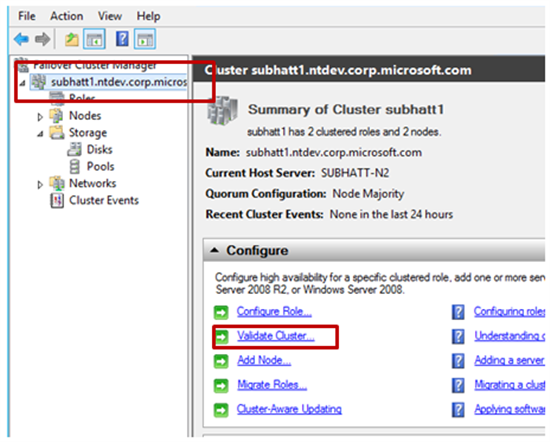 Screenshot of the results after running the Cluster Validation report for any errors or warnings.