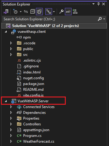 Screenshot showing Open project properties.