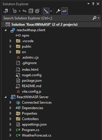 Screenshot showing Solution Explorer.