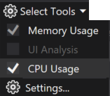 Screenshot that shows  Diagnostics Tools.