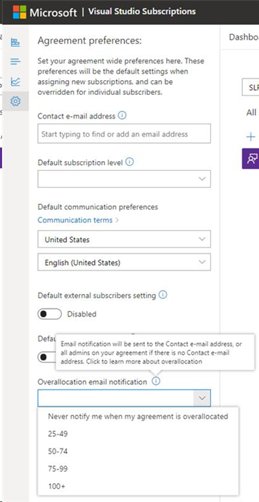 Admin Preferences flyout dialog