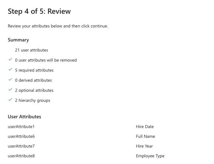 Screenshot of step 4 to review uploaded attribute mapping.