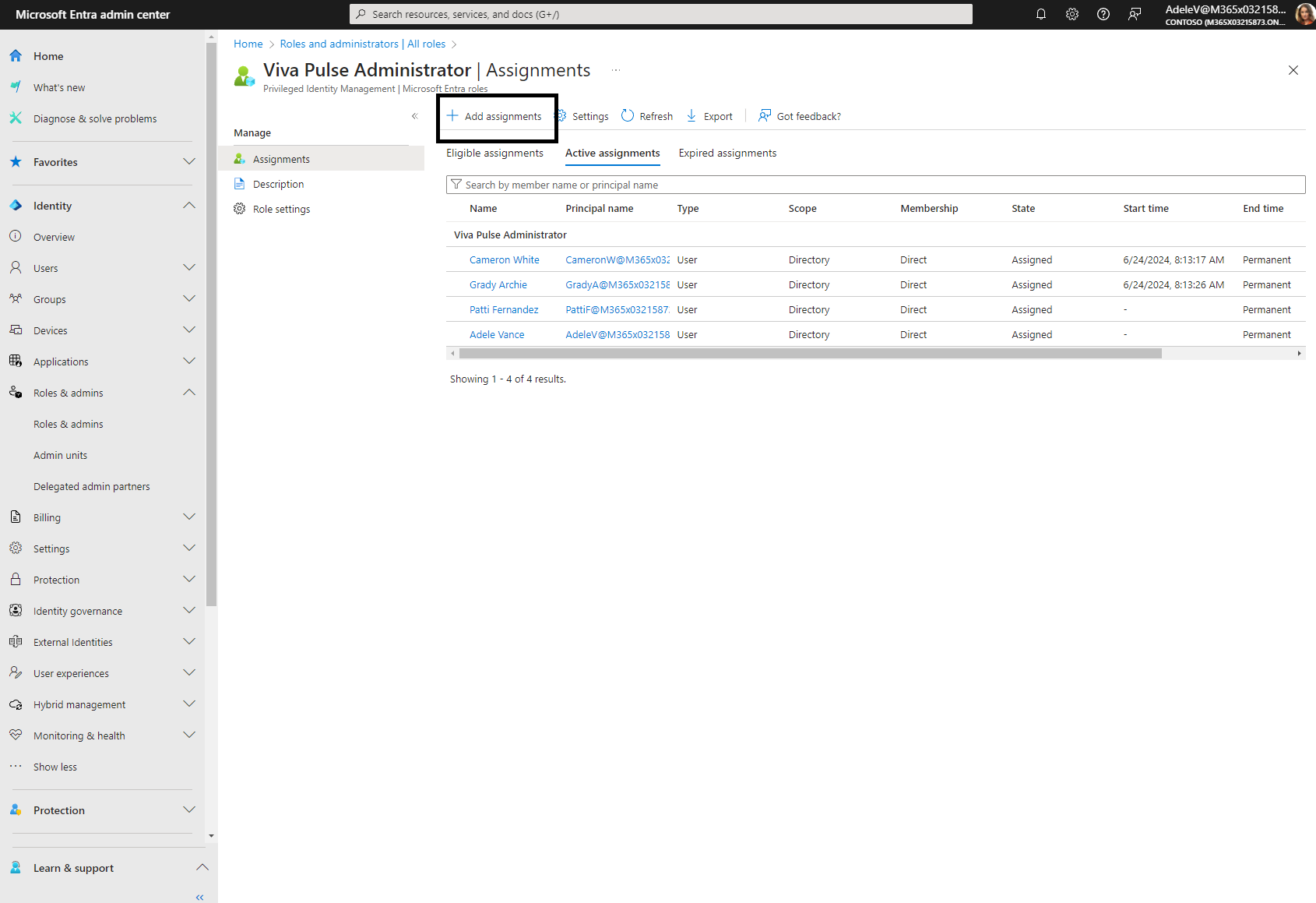 Screenshot of the Entra admin center.