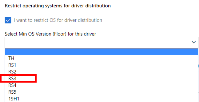 UI in which one selects the Min OS Version (Floor).