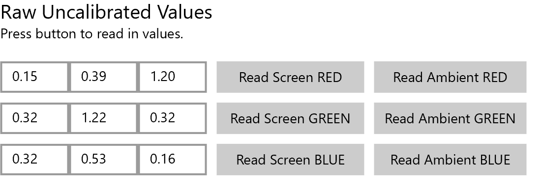 Screenshot of a raw values matrix.