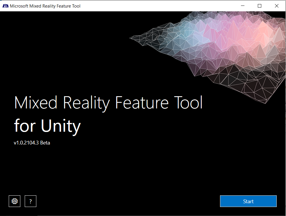 Screenshot of the Mixed Reality Feature Tool opening screen.