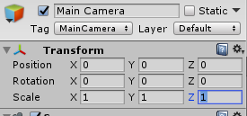 Transform information for Camera