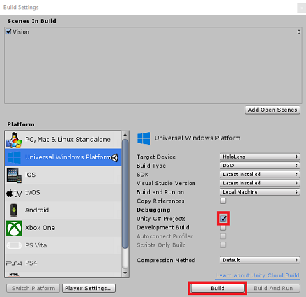 Building the app from Unity