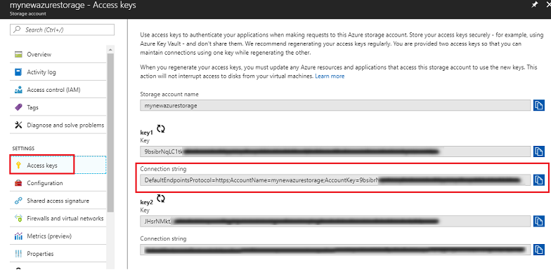 copy connection string