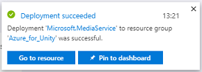 Screenshot of the notification for successful deployment.