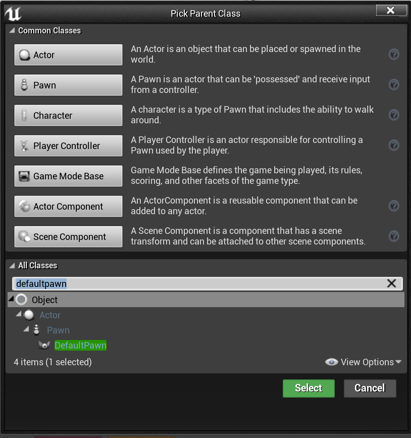 Create a new Pawn inheriting from DefaultPawn