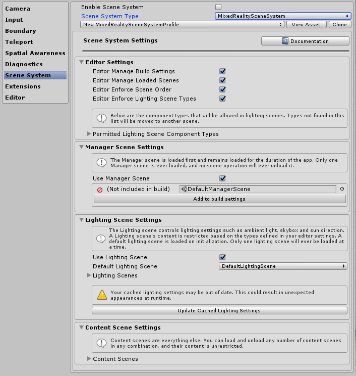 Scene System settings 1