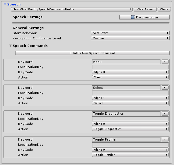 Configuration Profile screens