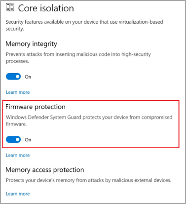 Windows Security settings.