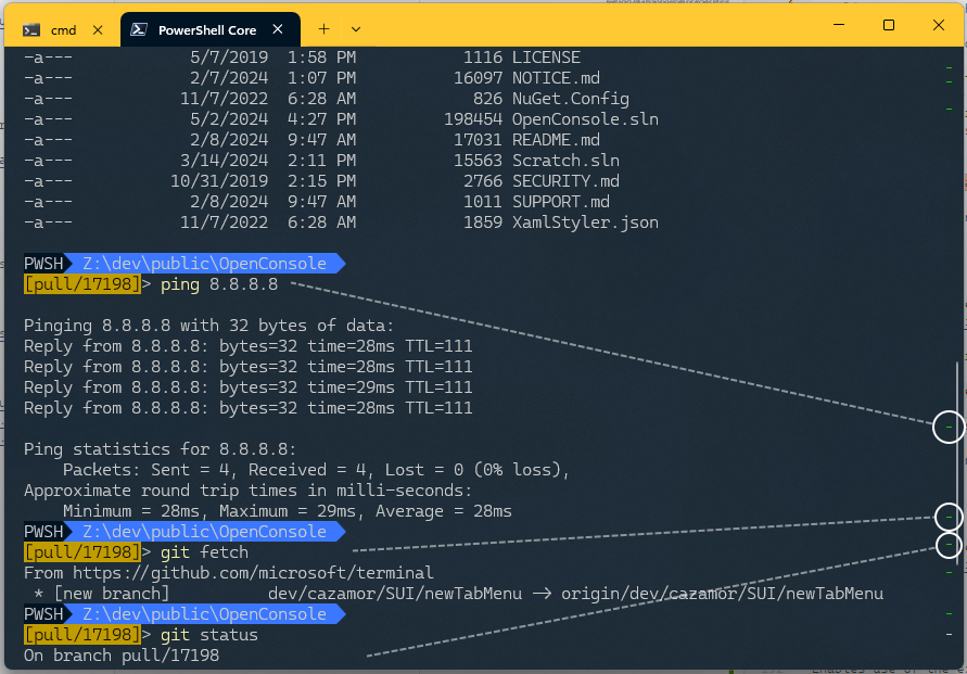 Windows Terminal scrollbar marks