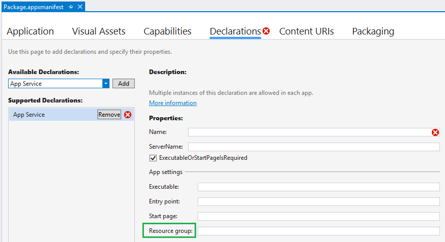 Resource group setting