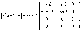 equation of a z rotation matrix for a new point