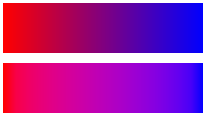 illustration showing two rectangles: the colored fill of the first varies in intensity, the fill of the second varies less