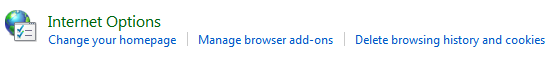 screen shot of control panel internet options item 