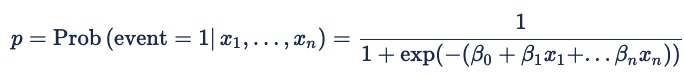 Screenshot showing the formula for logistic regression.